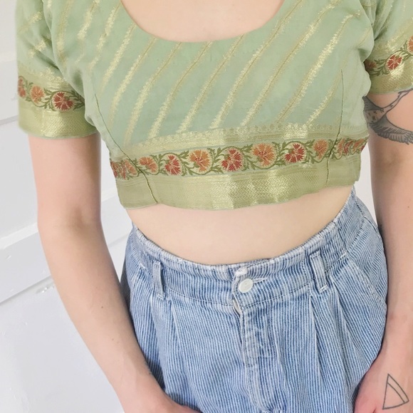 High Waist Vintage Straight Leg Pinstripe Jeans - Picture 6 of 6